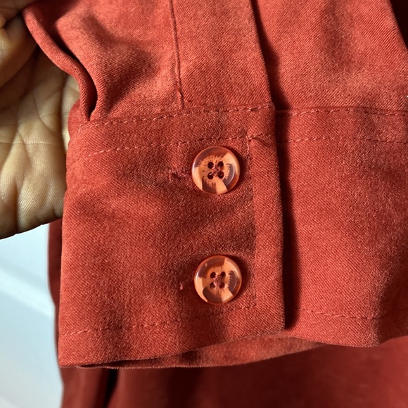 Denim & Co. Suede Button Down Shacket Burnt Orange Plus Size 2x Shirt Jacket - Picture 5 of 8